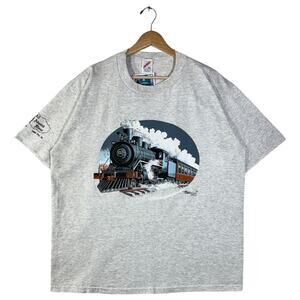 Vintage Steam Engine Locomotive Train T-Shirt XL